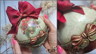 Decoupage Christmas ornament with porcelain effect 🎀 screenshot 5