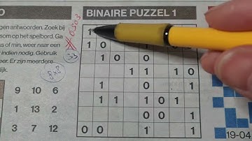Wednesday. Bonus Extra edition (#6303) Binary01 Sudoku puzzle. 04-19-2023 Extra part 3 of 4