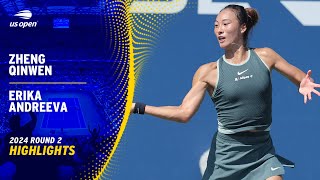 Zheng Qinwen vs. Erika Andreeva Highlights | 2024 US Open Round 2