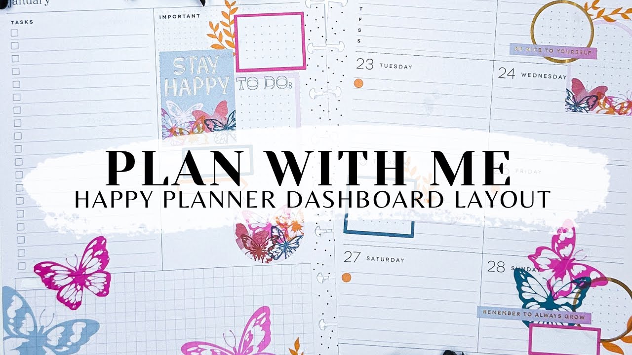 PLAN WITH ME 📒 | HAPPY PLANNER DASHBOARD LAYOUT | BUTTERFLIES | JAN 22 - 28