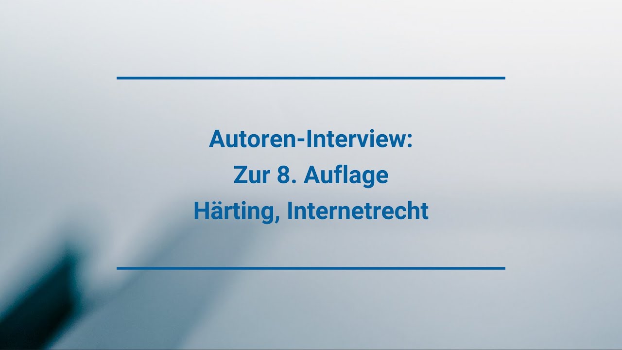 Was ist neu im Internetrecht? – Niko Härting über die Neuauflage seines Standardwerks