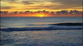 Orange Beach Sunset with Gentle Ocean Waves, Nature ASMR, 2H in 4K
