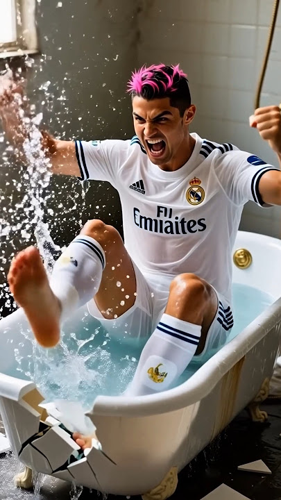 MESSI MAKES FUN OF RONALDO’S BATHTUB … SO HE BUILDS A GOLDEN SWIMMING POOL 🏊♀️😱 #messi #ronaldo#ai