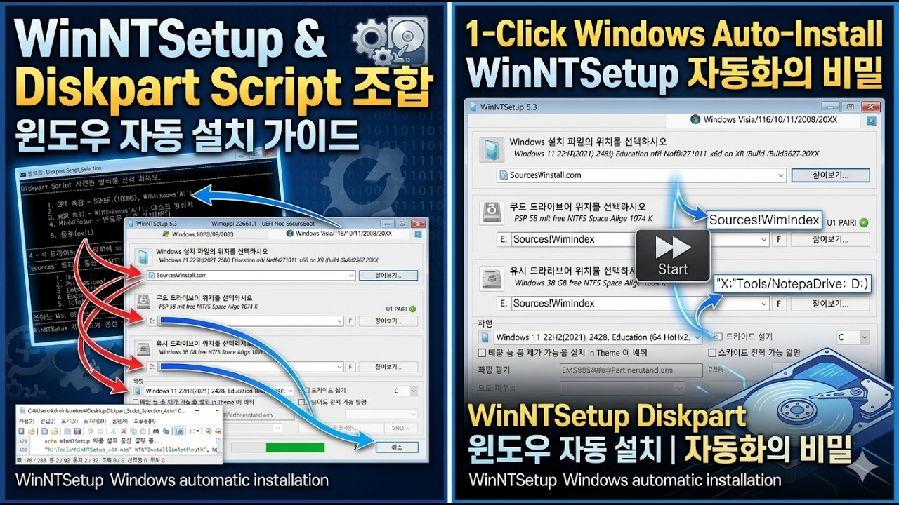 [실사] 2탄 WinNTSetup Diskpart Script 조합 윈도우 자동 설치 | WinNTSetup Windows ...