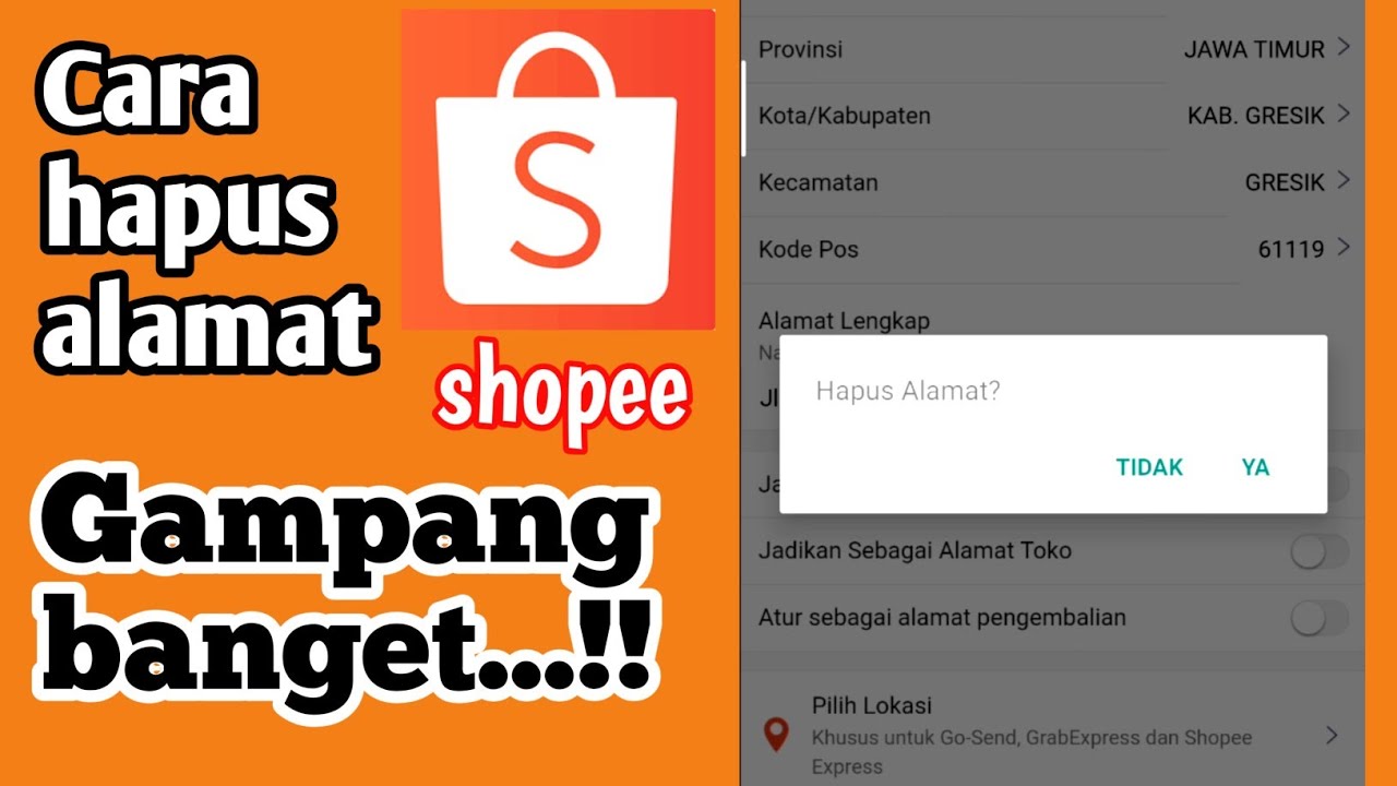 Cara hapus alamat di shopee