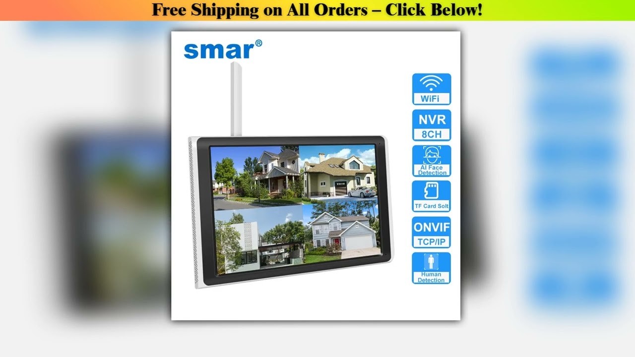Smar Wifi Nvr With LCD Monitor 8CH 10Inch NVR Security CCTV Network Video Recorder Support Face