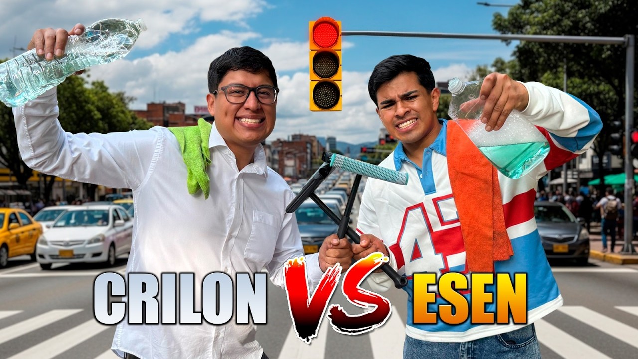 Quien puede ganar mas dinero lavando parabrisas en el semaforo || Esen VS El Crilon