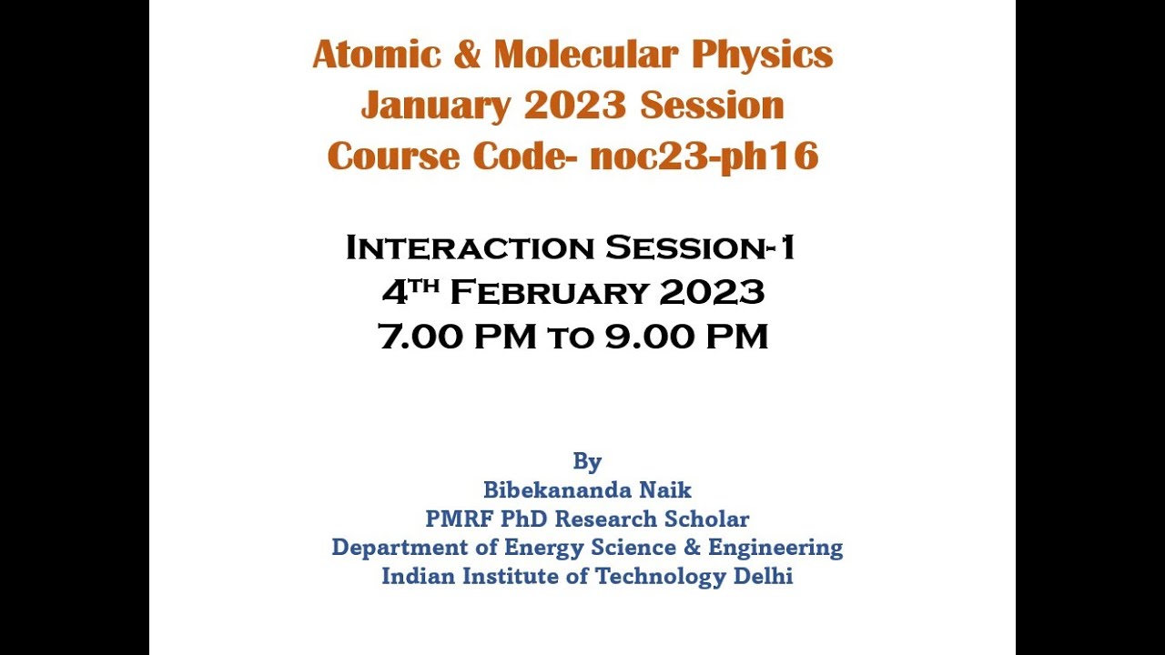 Atomic & Molecular Physics Problem Solving Session 1 - YouTube