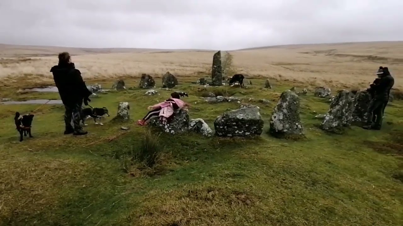 a very windy walk on Dartmoor searching for a druid stone circle