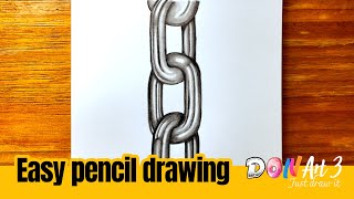 [How to draw realistic chain step by step] [Easy drawing for beginner] [The Art of Pencil Drawing]