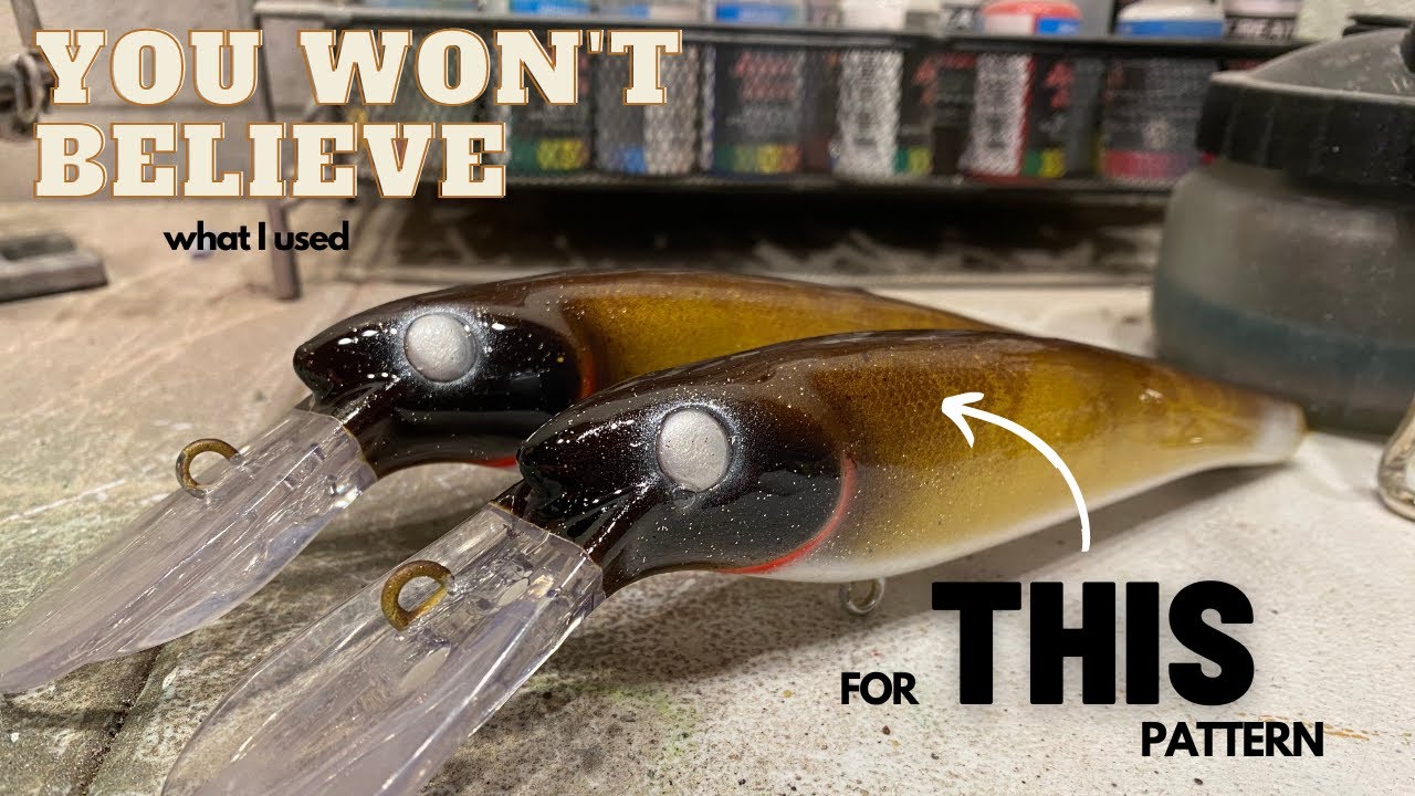 Painting Musky Lures  Airbrushing walleye patterns on BIG Ernie musky lures!  