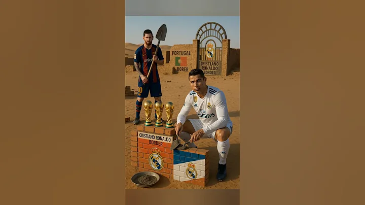 Ronaldo vs Messi Border Clash 🧱⚔️ | Funny Football Battle | #ronaldo #messi #football #shortsfeed