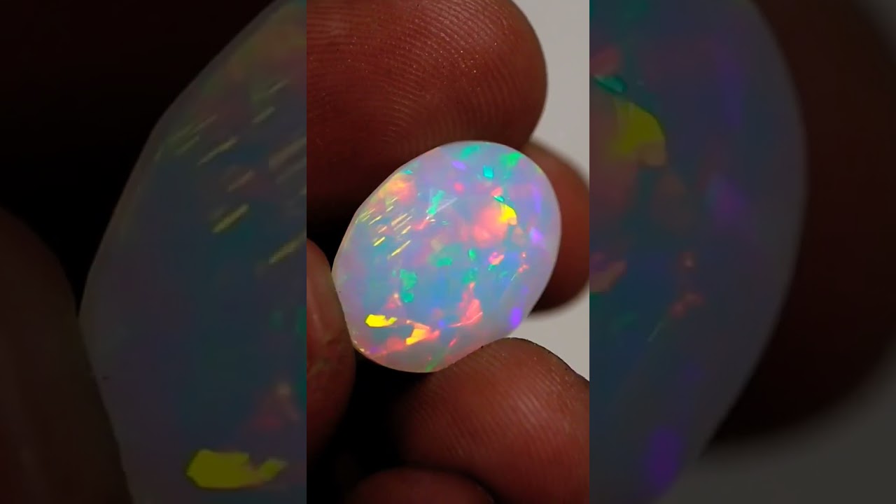 7 Cts Rare Quality Natural Broad Pattern Multi Flash Fire Ethiopian Welo Opal Oval Cut Gemstone