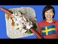 DIY Swedish TUNNBRÖDRULLE - hot dog with SHRIMP salad & mashed potatoes | WEENIES