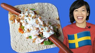 DIY Swedish TUNNBRÖDRULLE  hot dog with SHRIMP salad & mashed potatoes | WEENIES