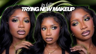 TRYING NEW MAKEUP RELEASES: first day of fall glam 🍃 Fenty Beauty, MadebyMitchell, Essence, & more!!
