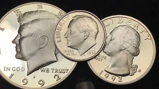 US 1992 Silver Quarter - Dime - Half Dollar- 1st Silver Proof Sets - DC Minutes United States Coins