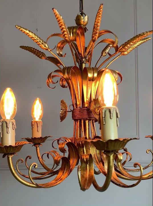 Hans Kogl Wheatsheaf Gilt Crown Chandelier