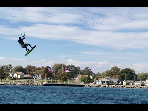 Kite Surfers Catching Air - St Clair River - Sarnia, ON, Canada - Oct 7, 2016