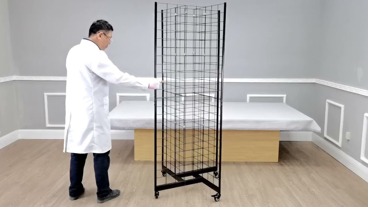 19368 4 way wire rack clothing merchandising floor display stand gridwall fixturedisplays 3d