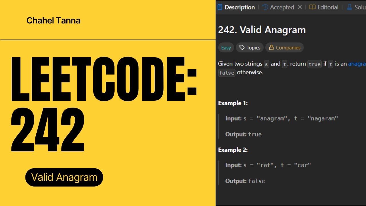 Valid Anagram | LeetCode #242 | Explanation in English - YouTube