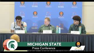 Tom Izzo, Marcus Bingham, Malik Hall - MSU-Loyola post-game at Battle4Atlantis