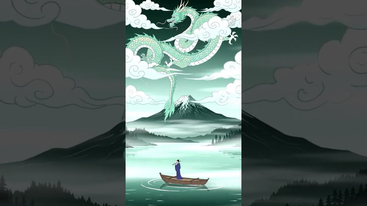 AI Generated: Dragon, Mountain, Lake Scene