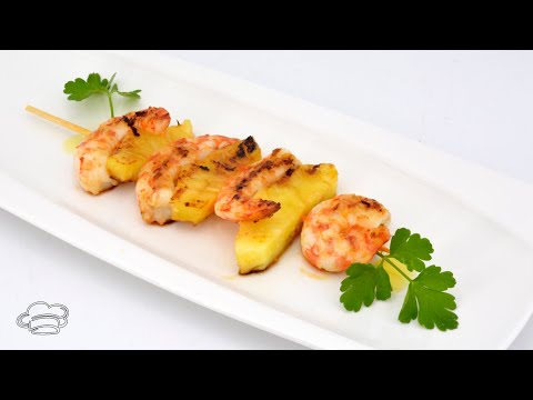 Brochetas de langostinos PARA UN MENÚ DE FIESTA - RECETA MUY FÁCIL