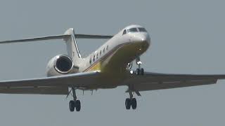 GULFSTREAM G550 N524AG LANDING AT FARNBOROUGH/EGLF RUNWAY 6 19-5-2024