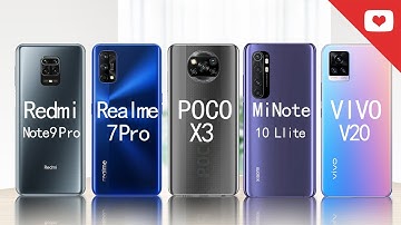 Xiaomi Poco X3 NFC vs Redmi Note 9 Pro vs Realme 7 Pro vs Vivo V20 vs Mi Note 10 Llite