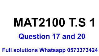 MAT2100 TUTORIAL SHEET 1