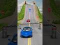 Super Cars & School Bus vs Hydraulic Chained Bollards Crash BeamNG.Drive #shorts #beamngdrive #bus