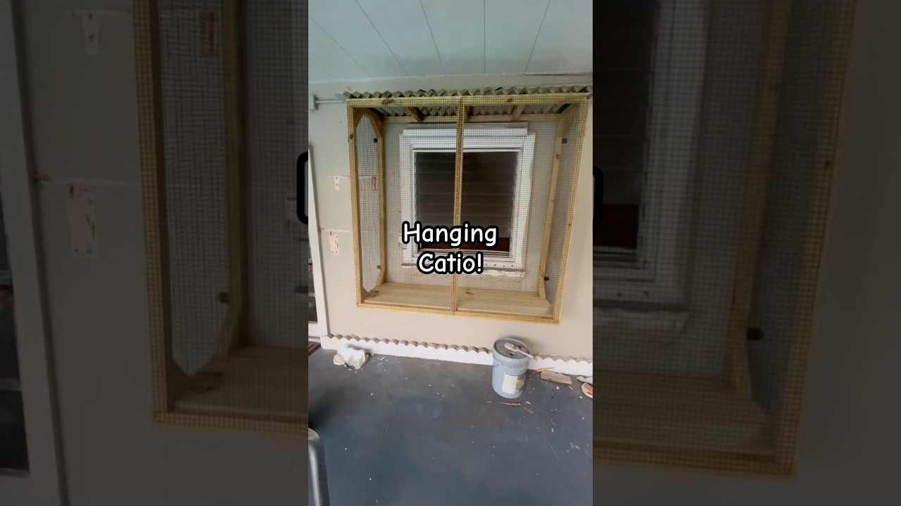 Catio attached to house around window. Cats will love it! 