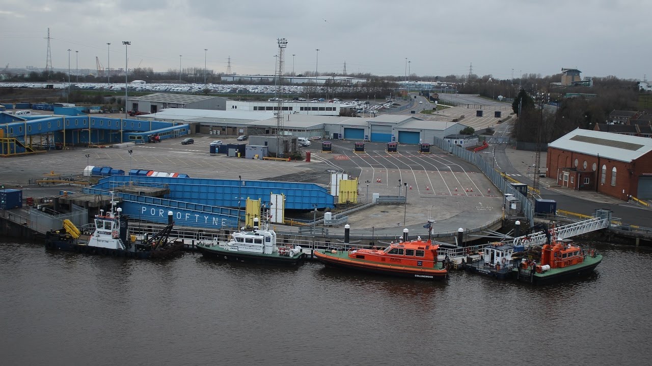Sailing from the Port of Tyne ferry terminal North Shields to the North Sea on DFDS Princess Seaways