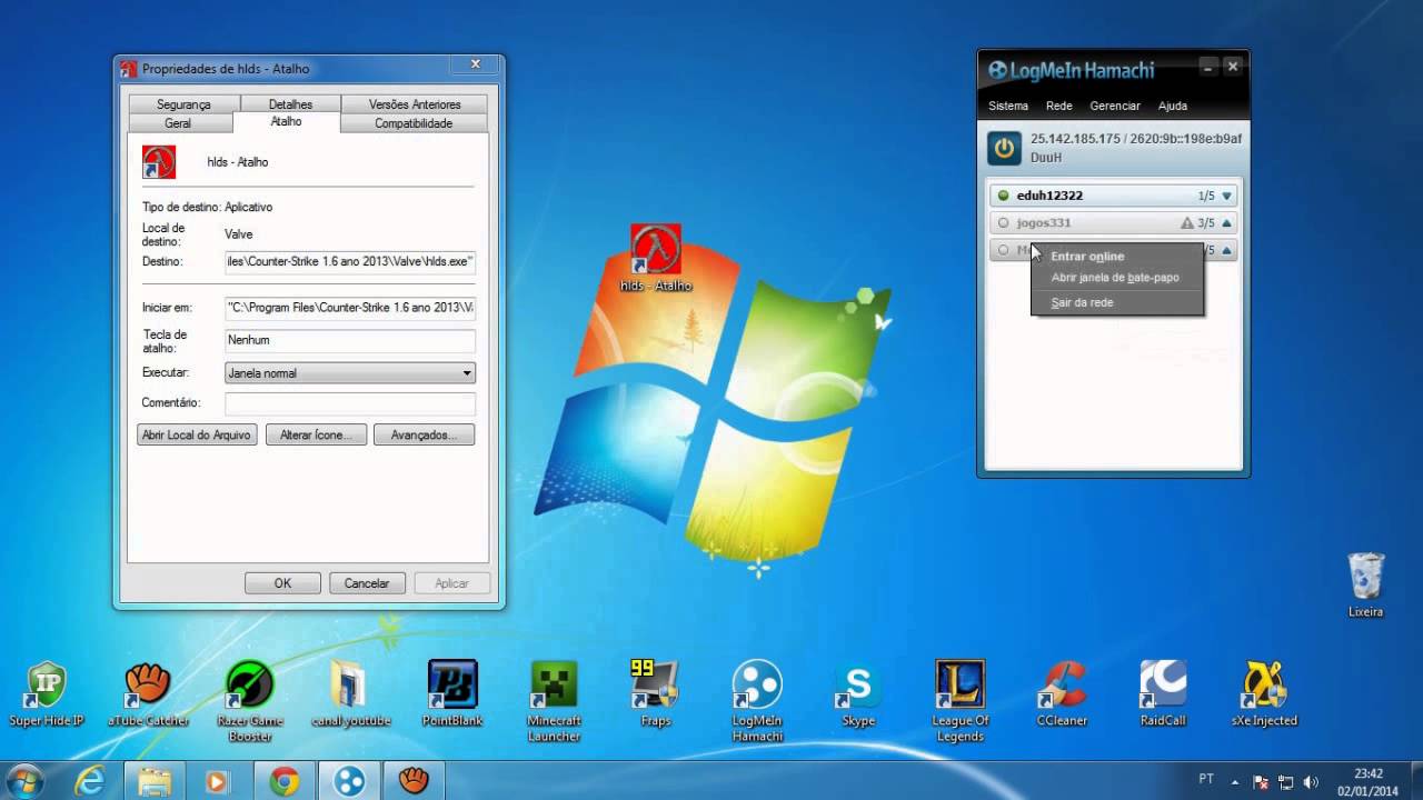 Como criar servidor de cs 1 6 via hamachi youtube