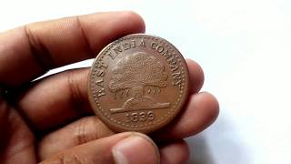 One Anna 1839 East India rear Coin Banayan tree