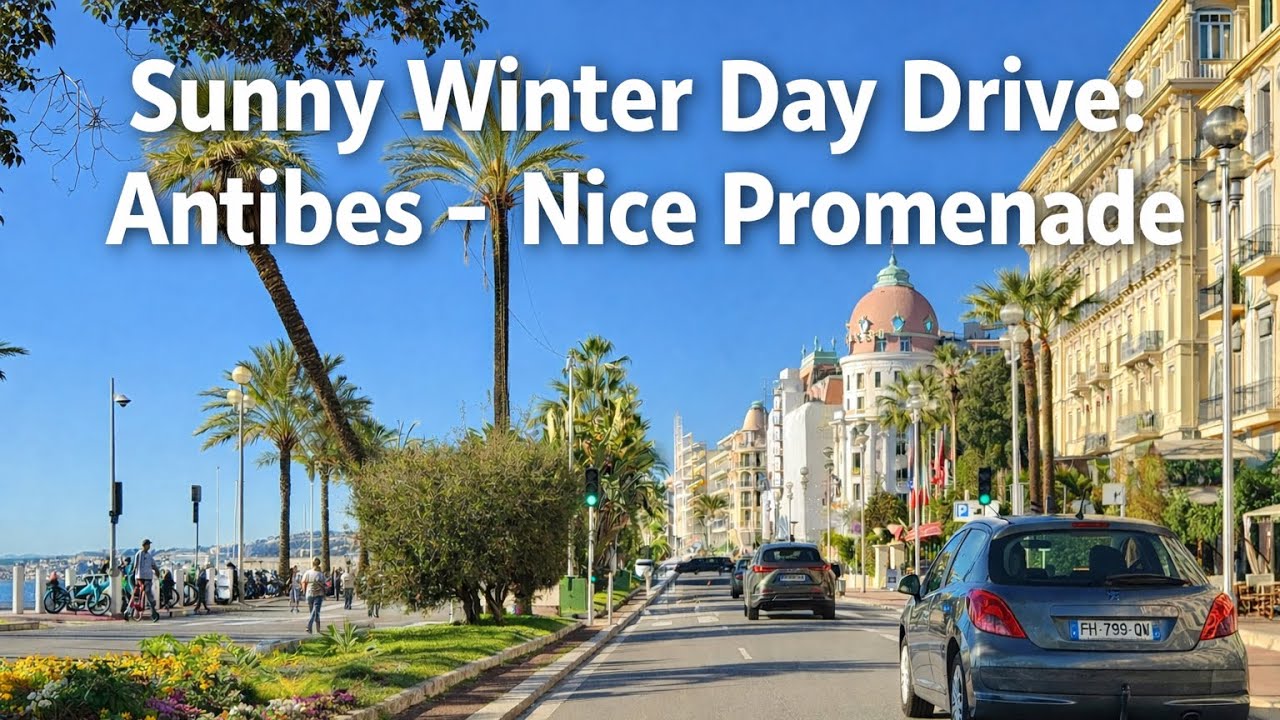 4K Relaxing Sunshine Winter Drive on the French Riviera🇫🇷 | Antibes-Nice Promenade | ASMR