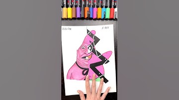 Drawing Patrick from SpongeBob in 2 Different Styles 💫 Realism vs X-Ray 💫 #drawing #art #shorts