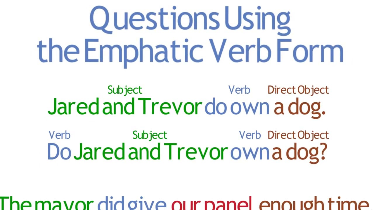 Lesson 04 Questions Using The Emphatic Verb Form YouTube