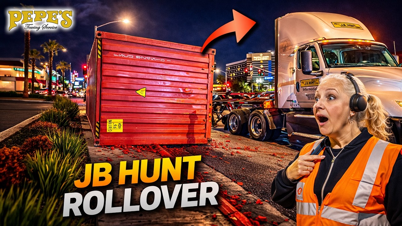 JB Hunt Driver Just Rolled a Container in the Street