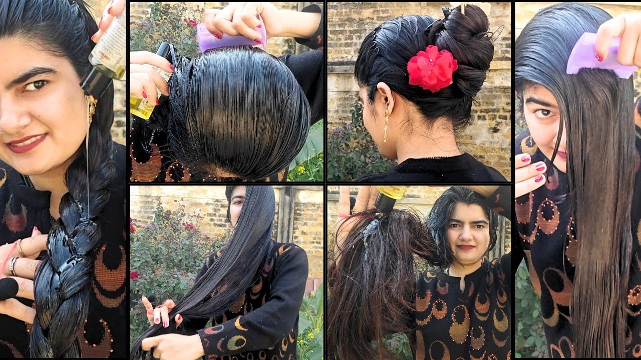 “Extreme Oiling (130ML!) + Sleek Comb + Rose Bun Look 😍🌹”