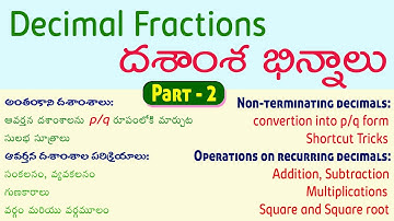Decimal Fractions Part - 2 (దశాంశ భిన్నాలు) I All Concepts related to non terminating decimals