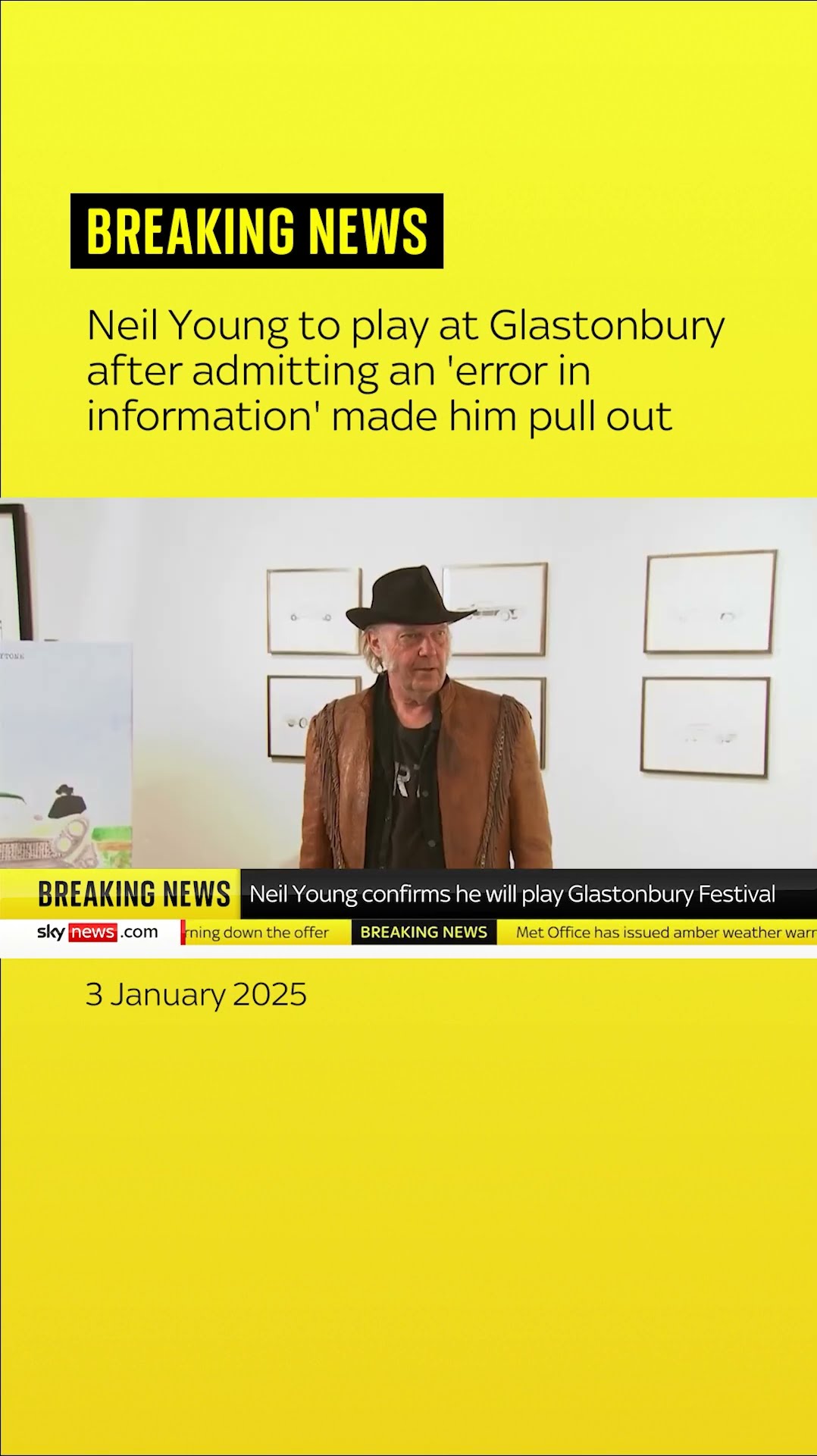 Neil Young confirmed as Glastonbury headliner