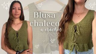 💚 Blusa Chaleco a crochet 💚 punto arroz o limón| Tutorial | isabella.crochett