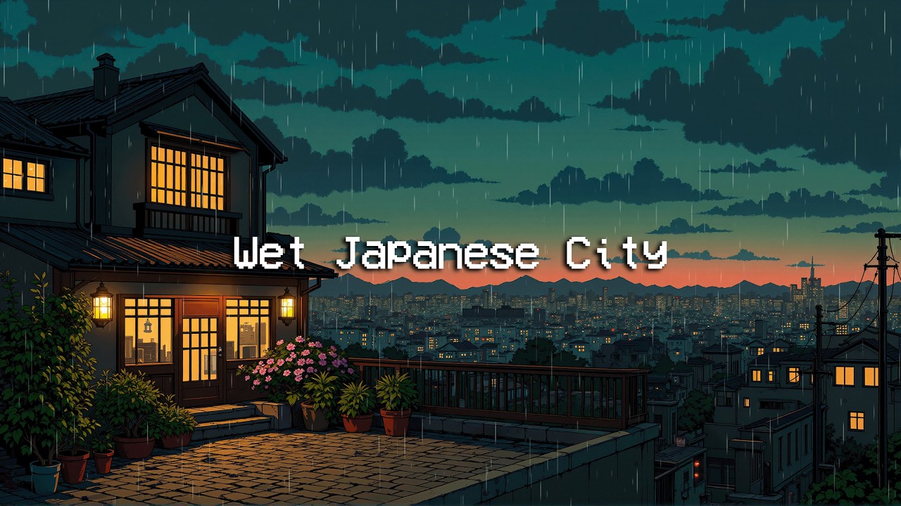 Wet Japanese City ⛈️ Rainy Healing Night Lofi to Deep Focus to Work, Relax, Study 📚