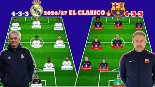🚨REAL MADRID VS BARCELONA POTENTIAL STARTING LINEUP|EL CLASICO DERBY 2026/27 WITH SUMMER TRANSFER 🔥🔥