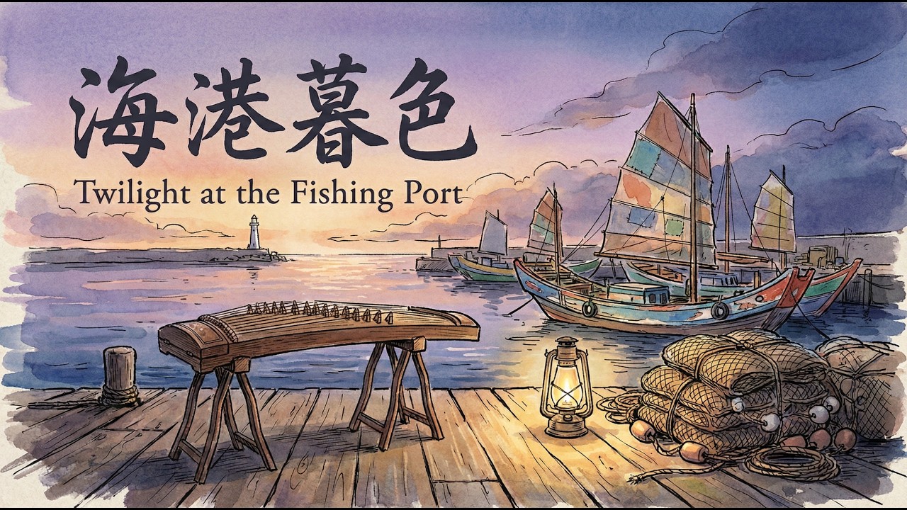 1 Hour Guzheng Music 🇹🇼 一小時古箏 | 海港暮色 Twilight | 懷舊 Nostalgia | Relax, Sleep, and Reading | BGM