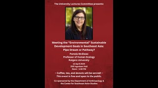 Meeting the “Environmental” Sustainable Development Goals in Southeast Asia: Pipe Dream or Pathway?