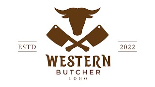 How can we Make Butchery meat shop vintage logo in Adobe Illustrator By Learn New with Ayesha screenshot 1