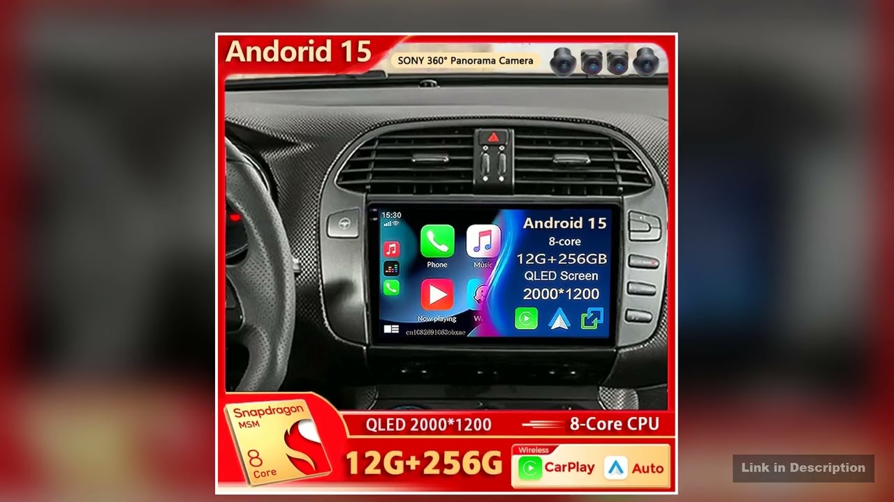 Android 15 For Fiat Bravo 198 2 II 2007 2014 2K QLED Android Car Radio Multimedia Video Player GPS
